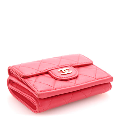 Chanel Lambskin Quilted Double Flap Wallet  Dark Pink 4 of 8