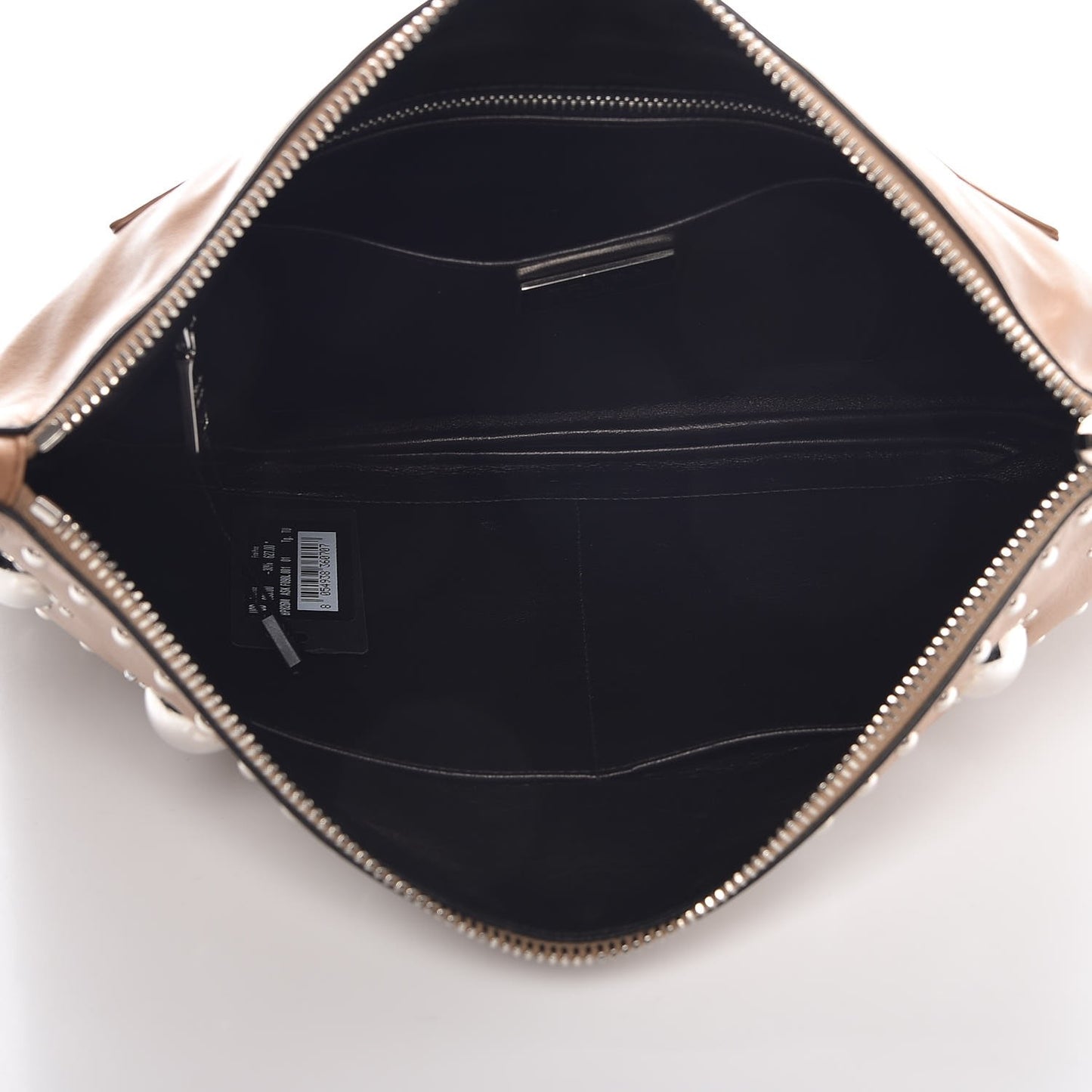 Soft Calfskin Studded Zip Clutch Caramel