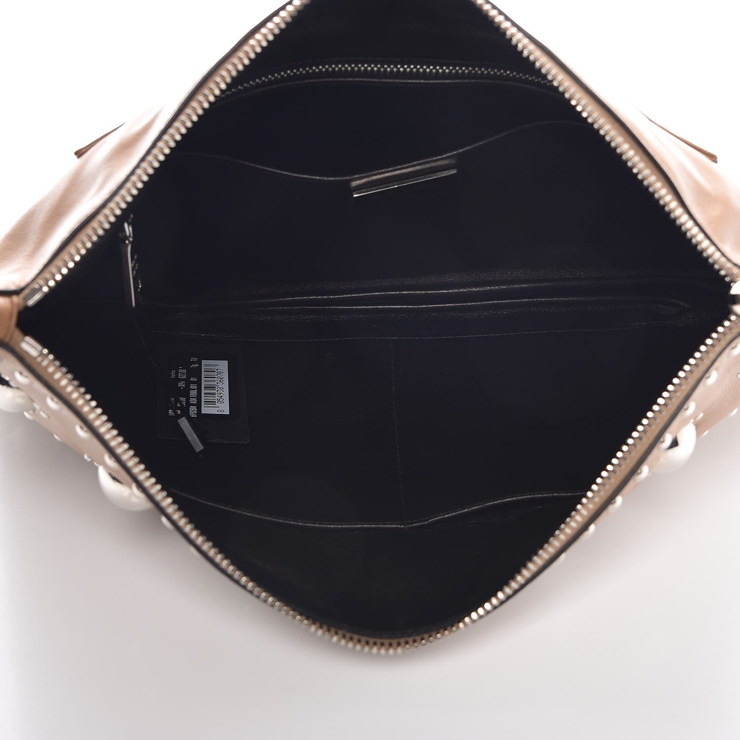 Prada Soft Calfskin Studded Zip Clutch Caramel 5 of 10
