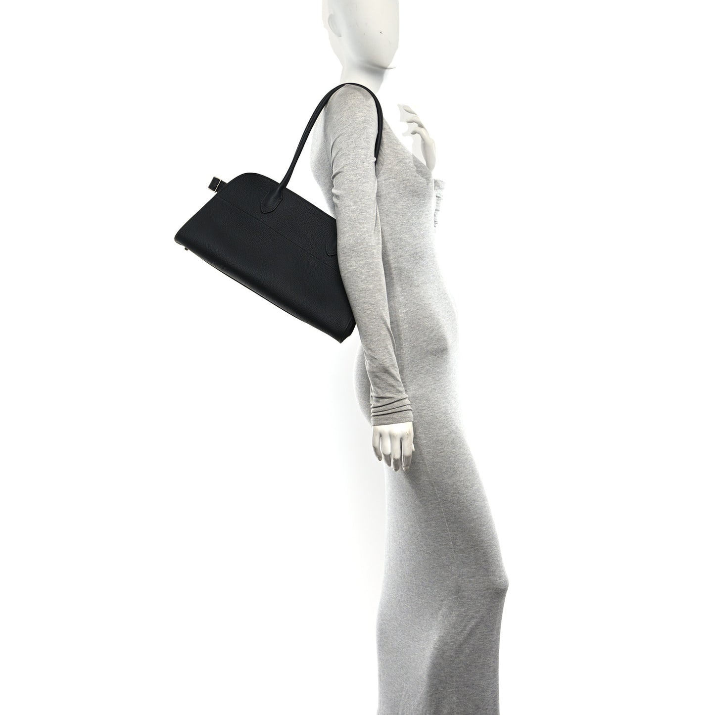 Matte Grained Calfskin Margaux Shoulder 12 Black