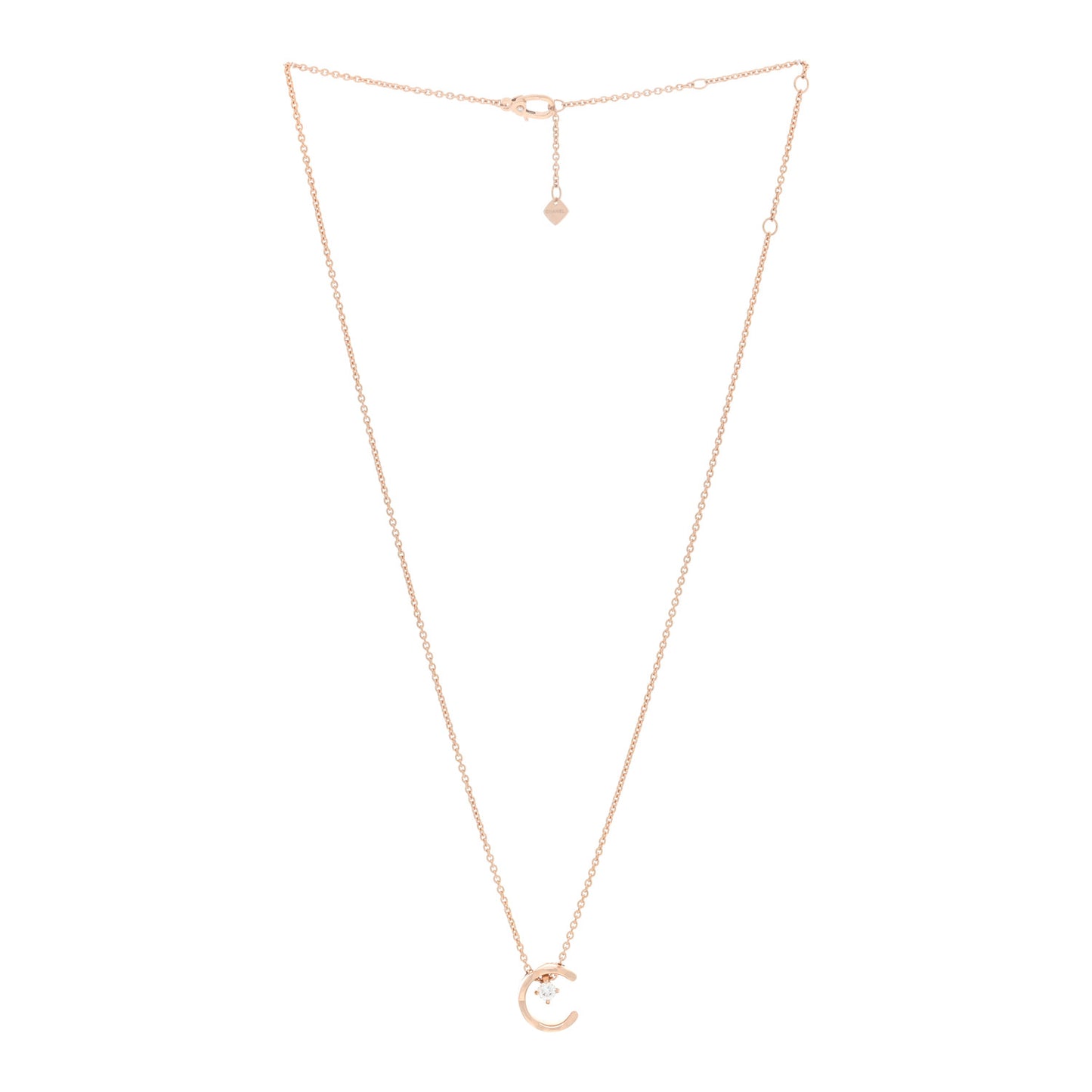 18K Beige Gold Diamond Coco Crush C Necklace
