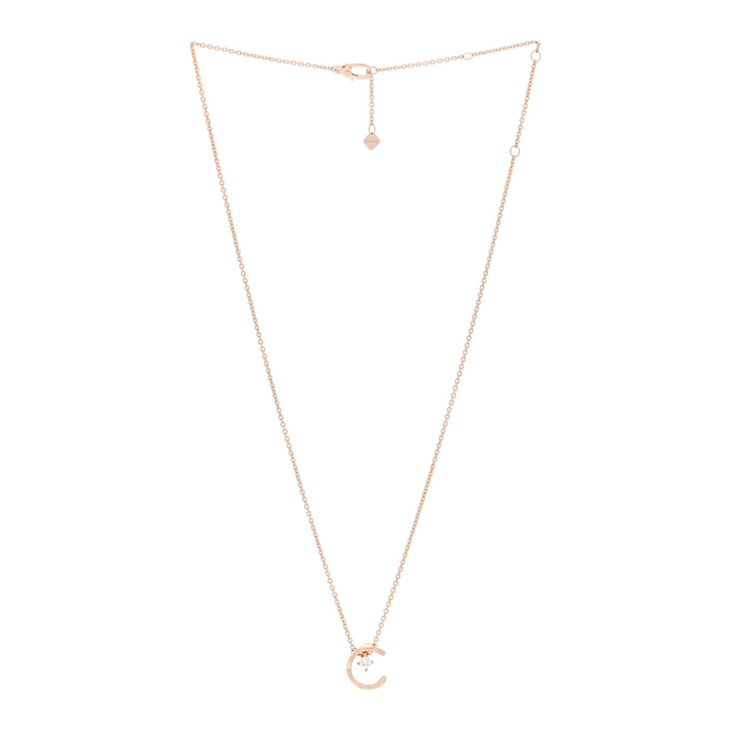 Chanel 18K Beige Gold Diamond Coco Crush C Necklace 2 of 4