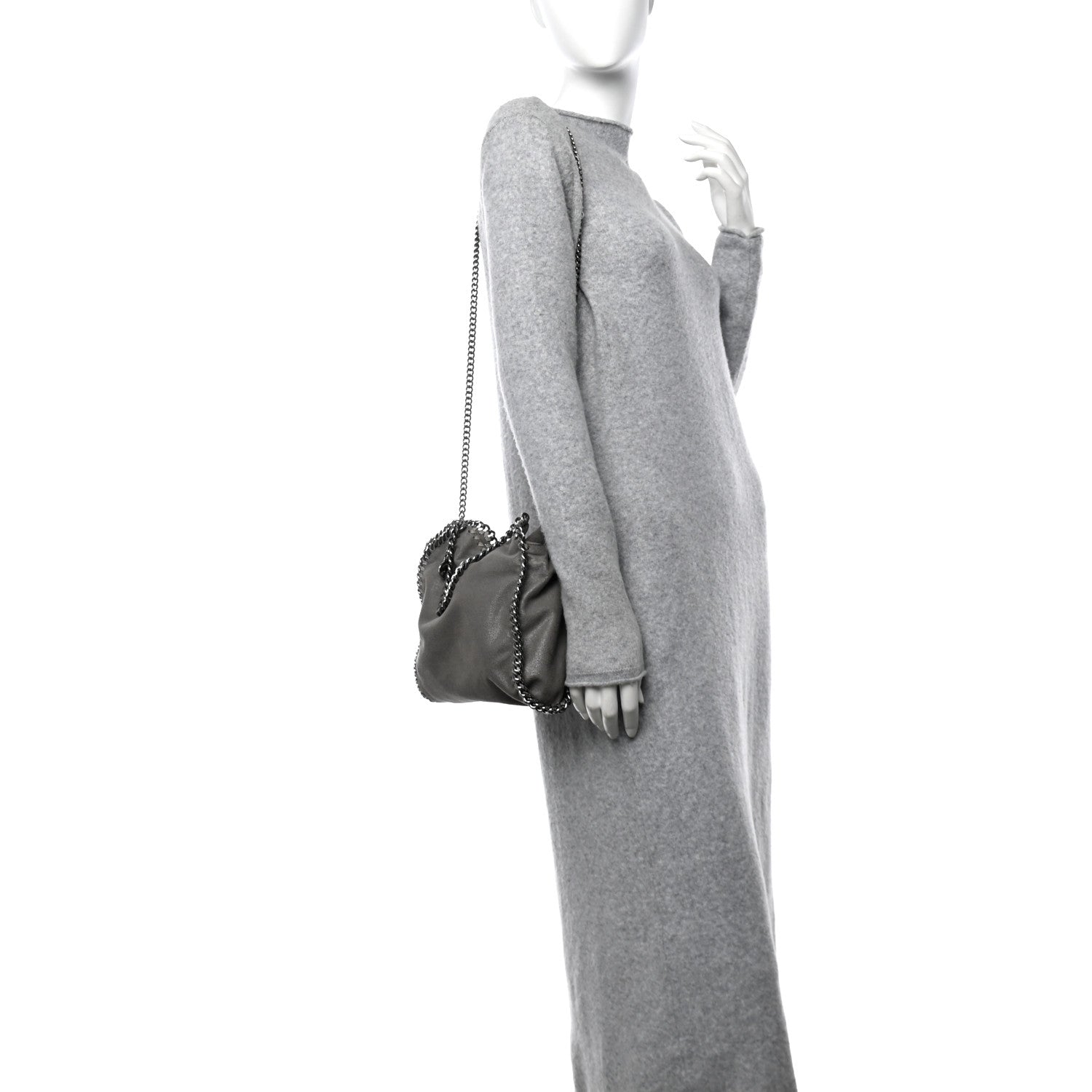 Stella McCartney Shaggy Deer Mini Falabella Fold Over Tote Light Grey 2 of 11