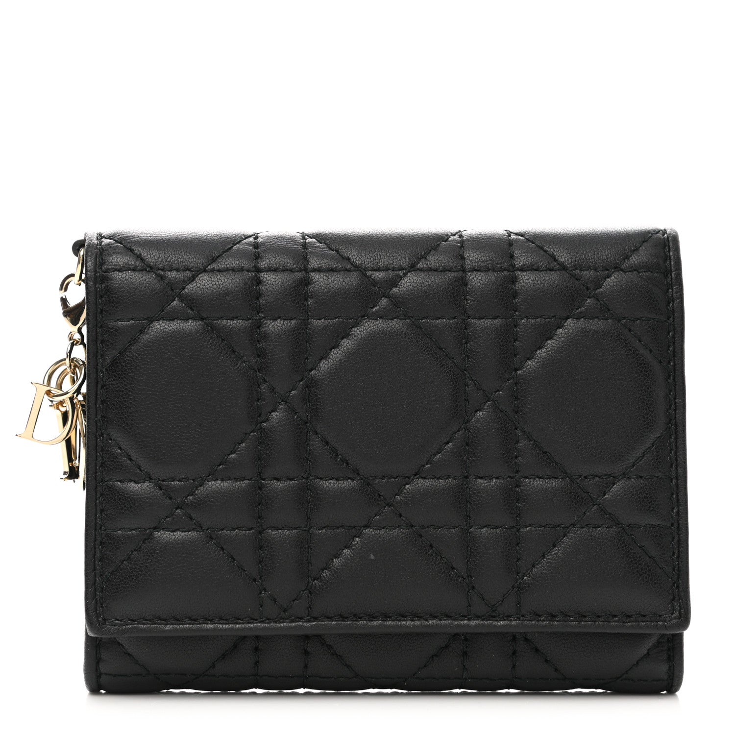 Christian Dior Lambskin Cannage Lady Dior Compact Wallet Black 1 of 8