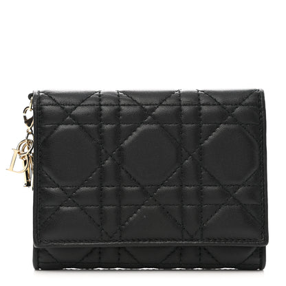 Christian Dior Lambskin Cannage Lady Dior Compact Wallet Black 1 of 8
