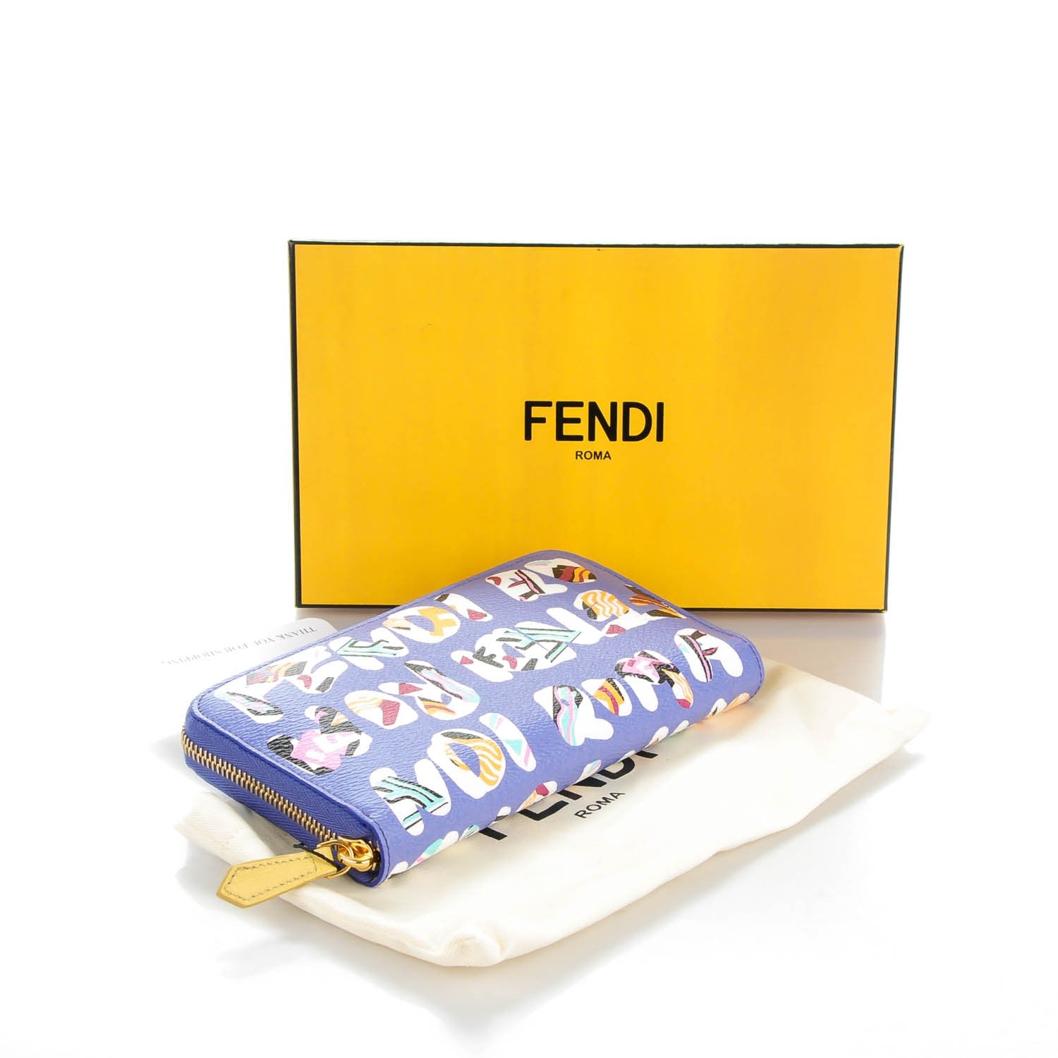 Fendi Glazed Fabric Vitello Elite Fendi Roma Zip Around Wallet Cassis Paglia 4 of 8