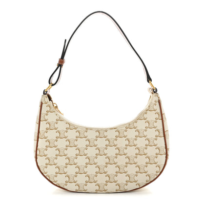 Celine Canvas Calfskin Ava Triomphe Shoulder Bag Grege 1 of 10