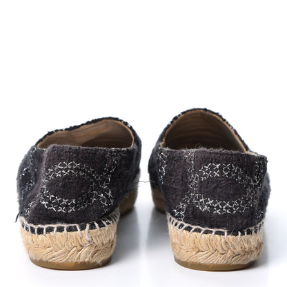 Chanel Tweed Lambskin CC Espadrilles 37 Black Silver 5 of 16