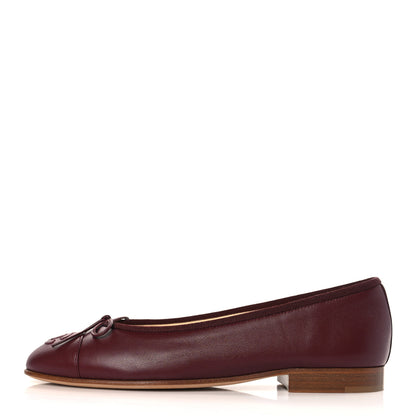Chanel Lambskin Cap Toe CC Ballerina Flats 36 Burgundy 1 of 9