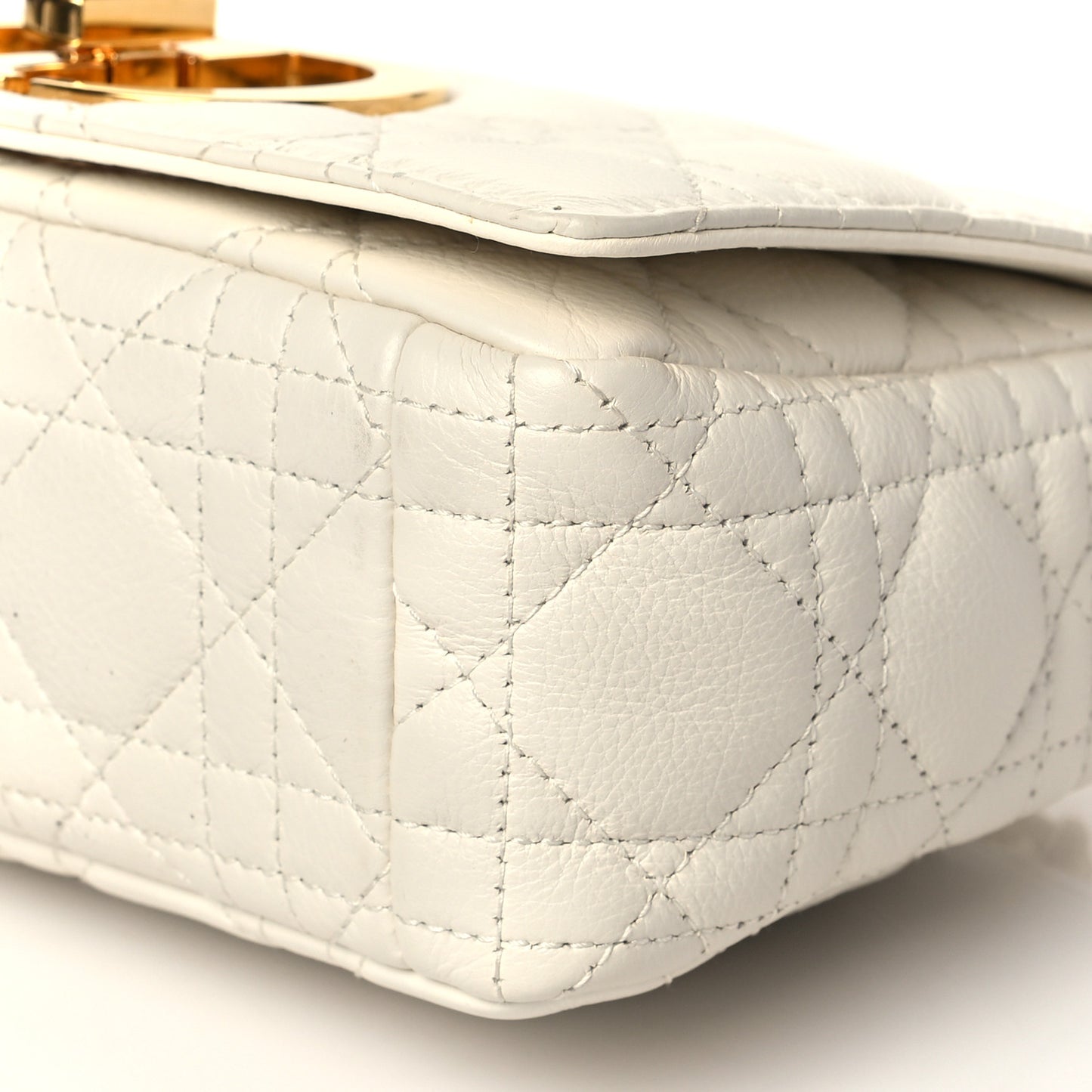 Calfskin Cannage Small Caro Bag Ivory