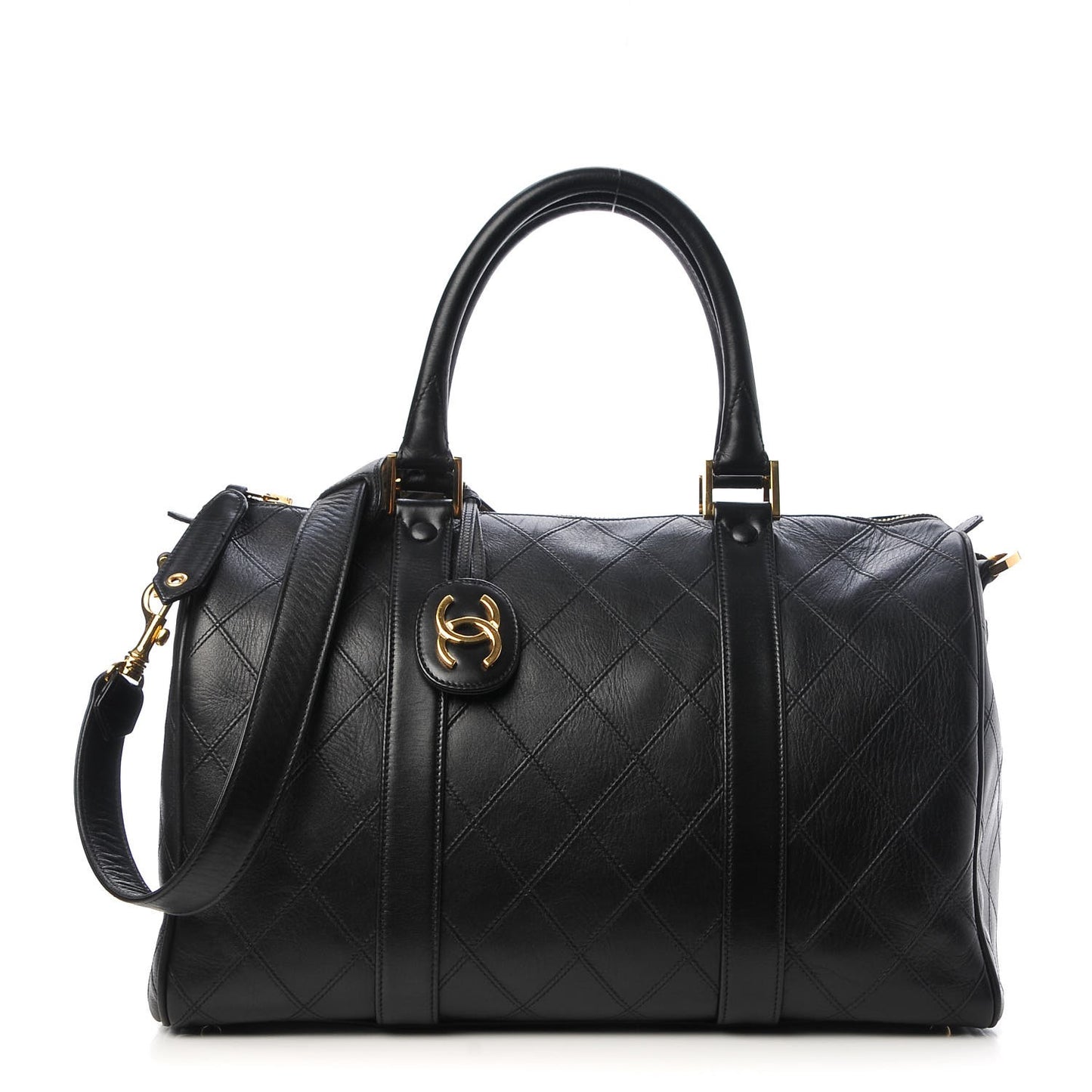 Calfskin Stitched CC Boston Black