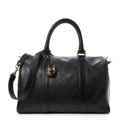 Chanel Calfskin Stitched CC Boston Black 1 of 13