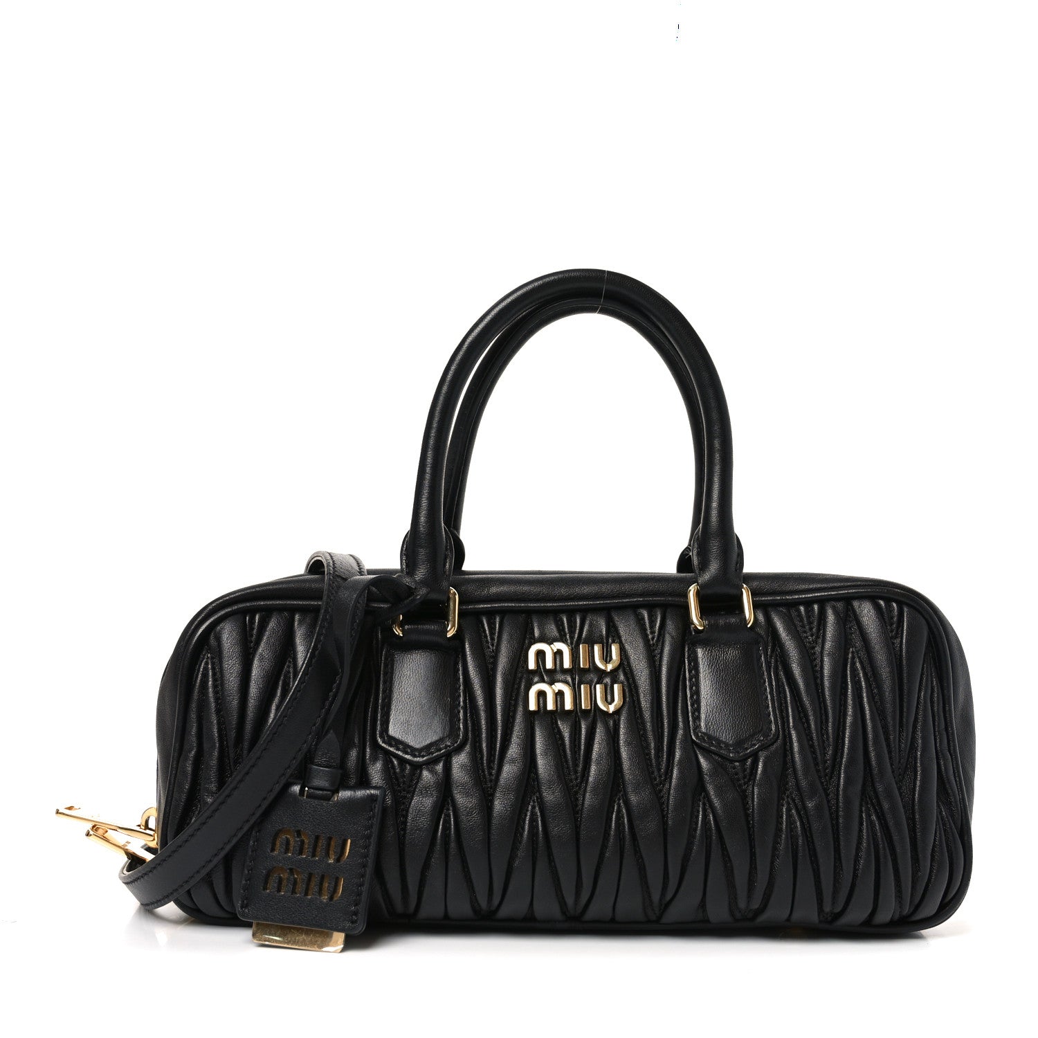 Miu Miu Nappa Matelasse Large Arcadie Top Handle Bag Black 1879841