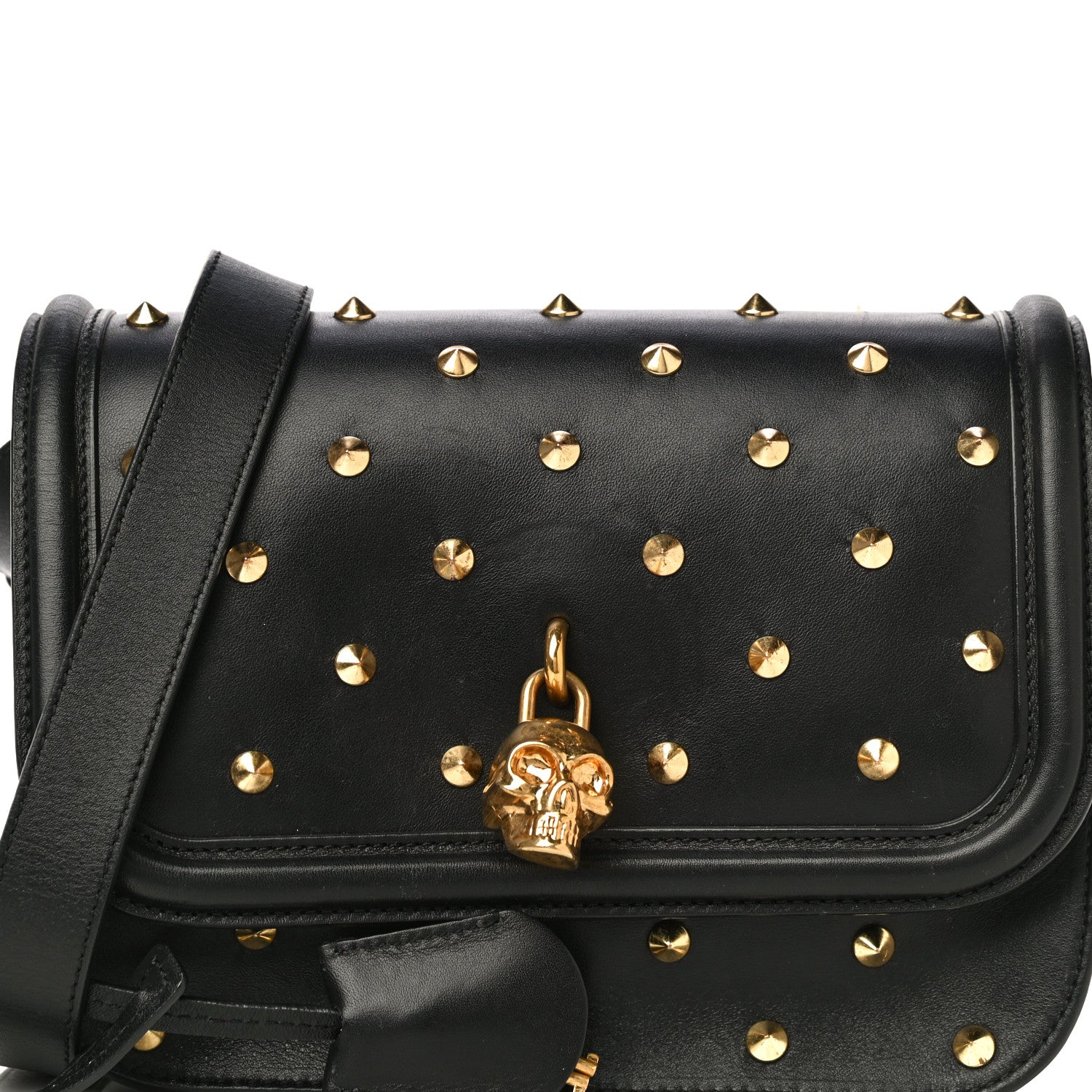 Alexander McQueen Calfskin Studded Small Padlock Crossbody Bag Black 21 of 21