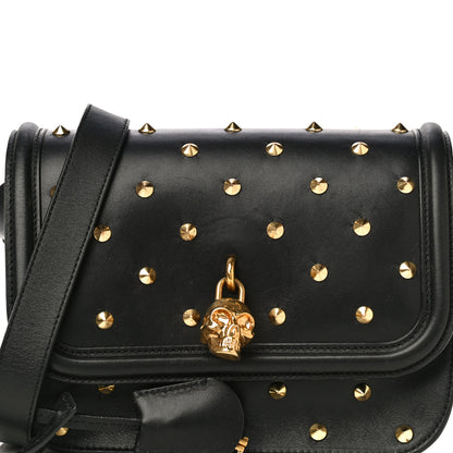 Alexander McQueen Calfskin Studded Small Padlock Crossbody Bag Black 21 of 21