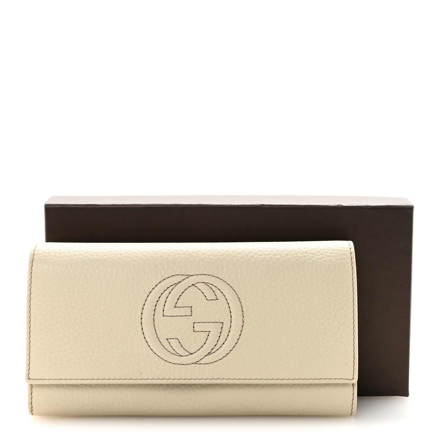 Gucci Pebbled Calfskin Large Soho Continental Wallet Off White 8 of 8