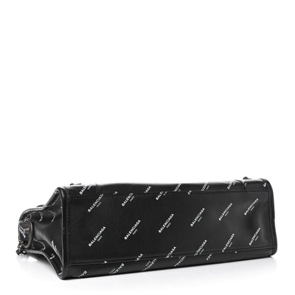 Balenciaga Veau Allover Logo Classic Hardware S City Black White 3 of 4