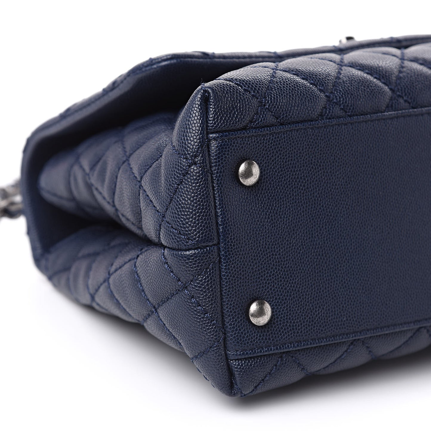 Caviar Quilted Small Coco Handle Flap Navy