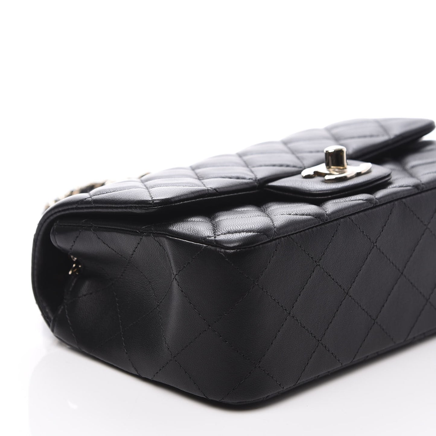 Lambskin Quilted Mini Rectangular Flap Black