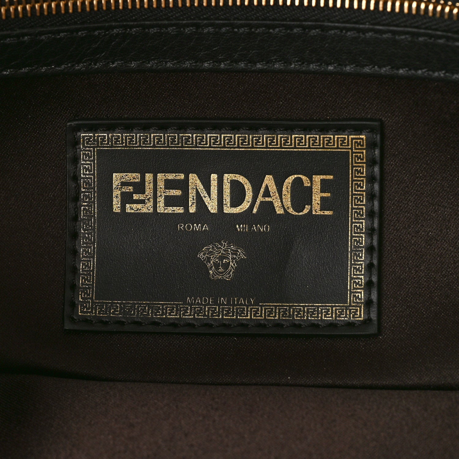Fendi X VERSACE Silk Fendace FF Baroque Quilted Scarf Baguette Black Gold 6 of 8