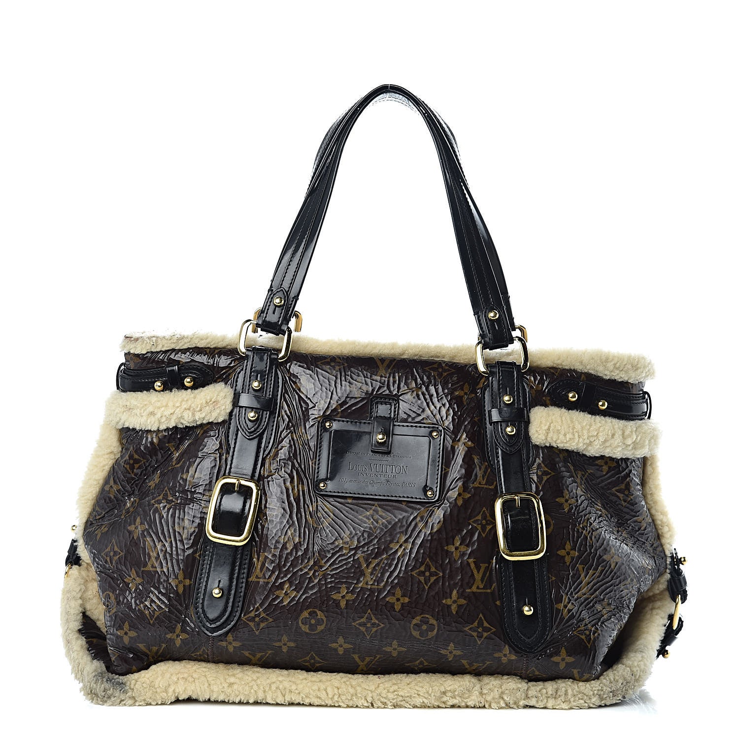 Louis Vuitton Patent Monogram Shearling Sac Thunder 1 of 12