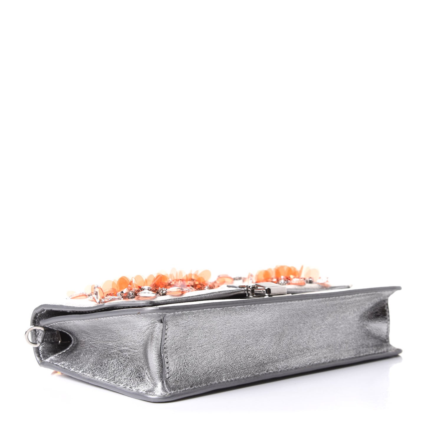 Metallic Embellished Crystal Shoulder Bag Silver