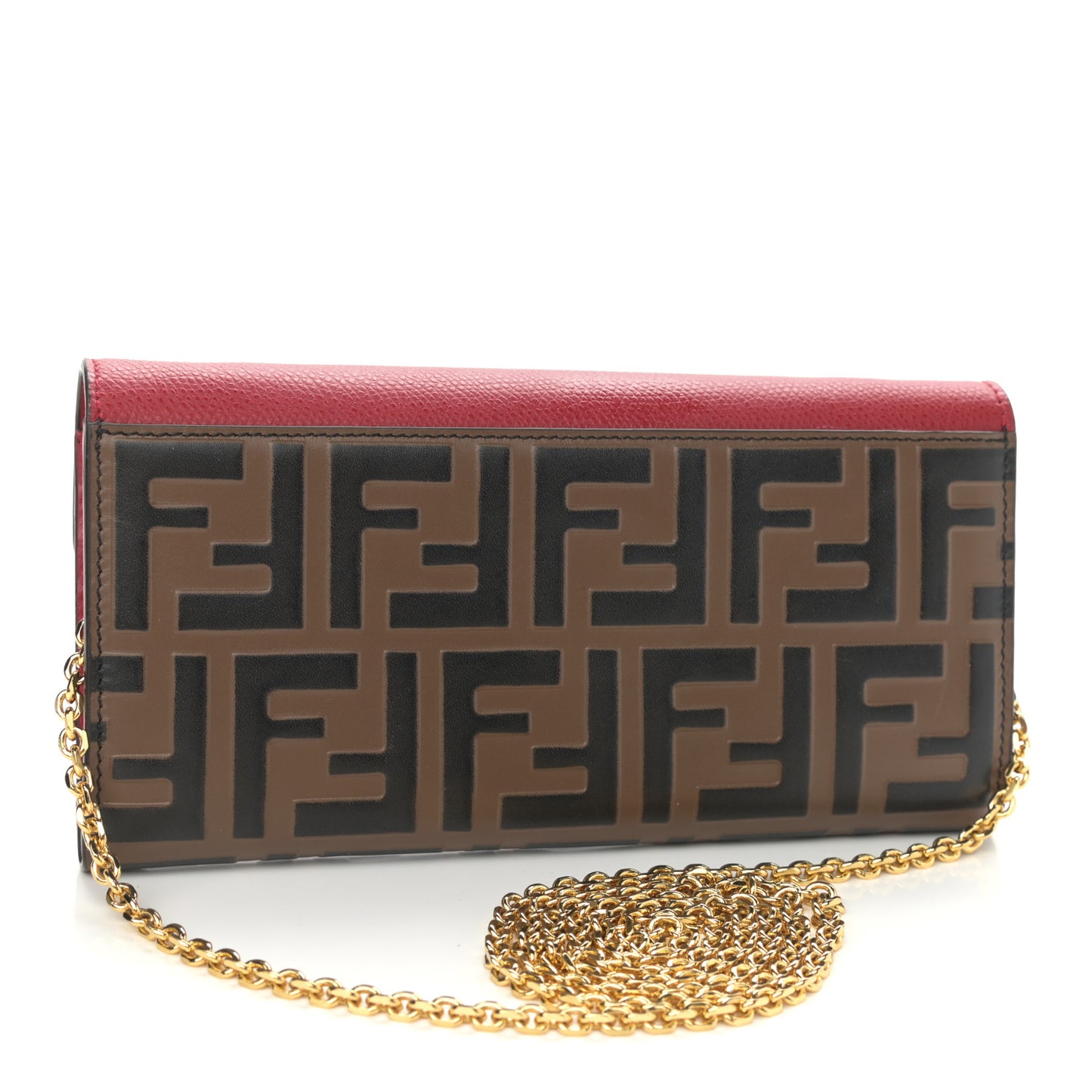 Vitello Cruise F is Fendi Bi-Color FF 1974 Embossed Continental Envelope Wallet On Chain Maya Black Fragola
