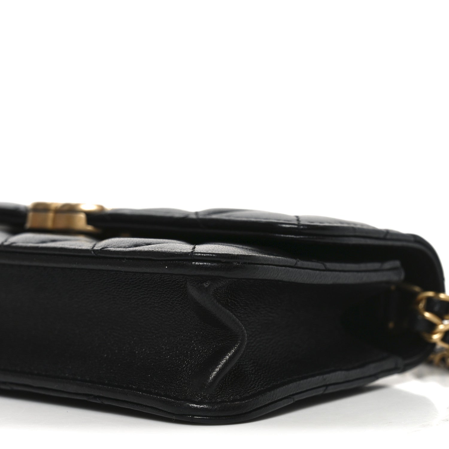 Chanel Lambskin Quilted Double Chain Flap Phone Holder With Chain Black 11 of 11