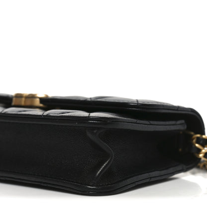 Chanel Lambskin Quilted Double Chain Flap Phone Holder With Chain Black 11 of 11