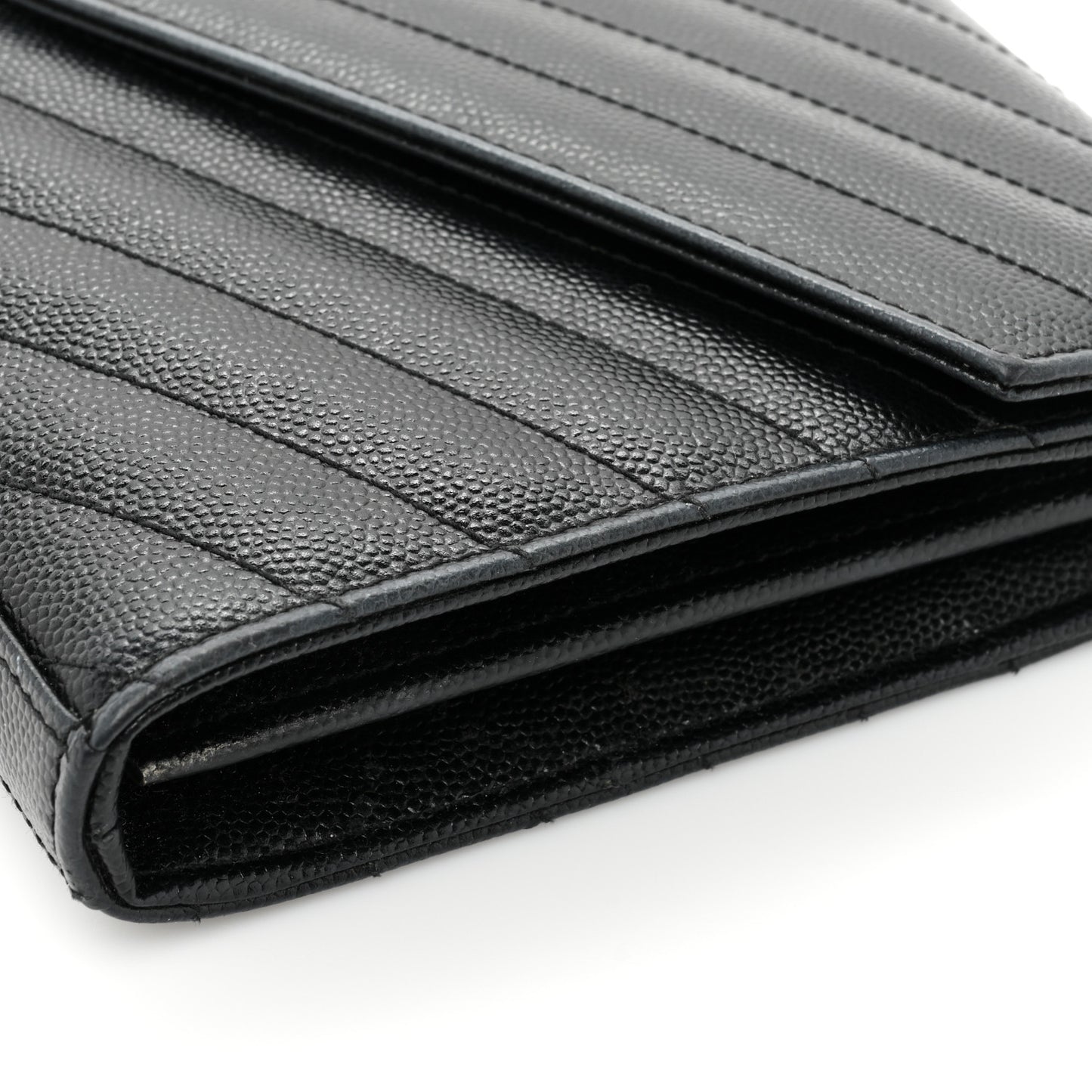 Grain De Poudre Matelasse Chevron Monogram Chain Wallet Black