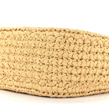 Prada Yarn Raffia Effect Crochet Striped Re-Edition 2005 Shoulder Bag Naturale Petalo 7 of 9