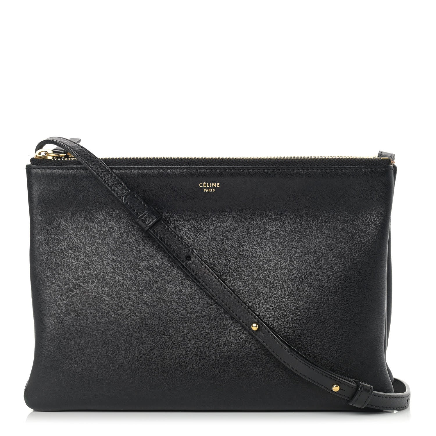 Celine Lambskin Large Trio Crossbody Bag Black 1 of 15