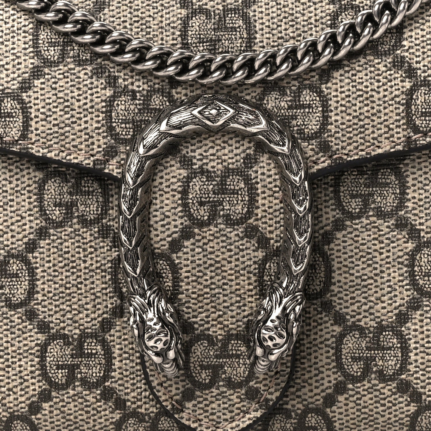 Gucci GG Supreme Monogram Dionysus Chain Clutch Wallet Beige Taupe 7 of 10