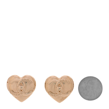 Chanel Metal CC Heart Turnlock Earrings Gold 2 of 5