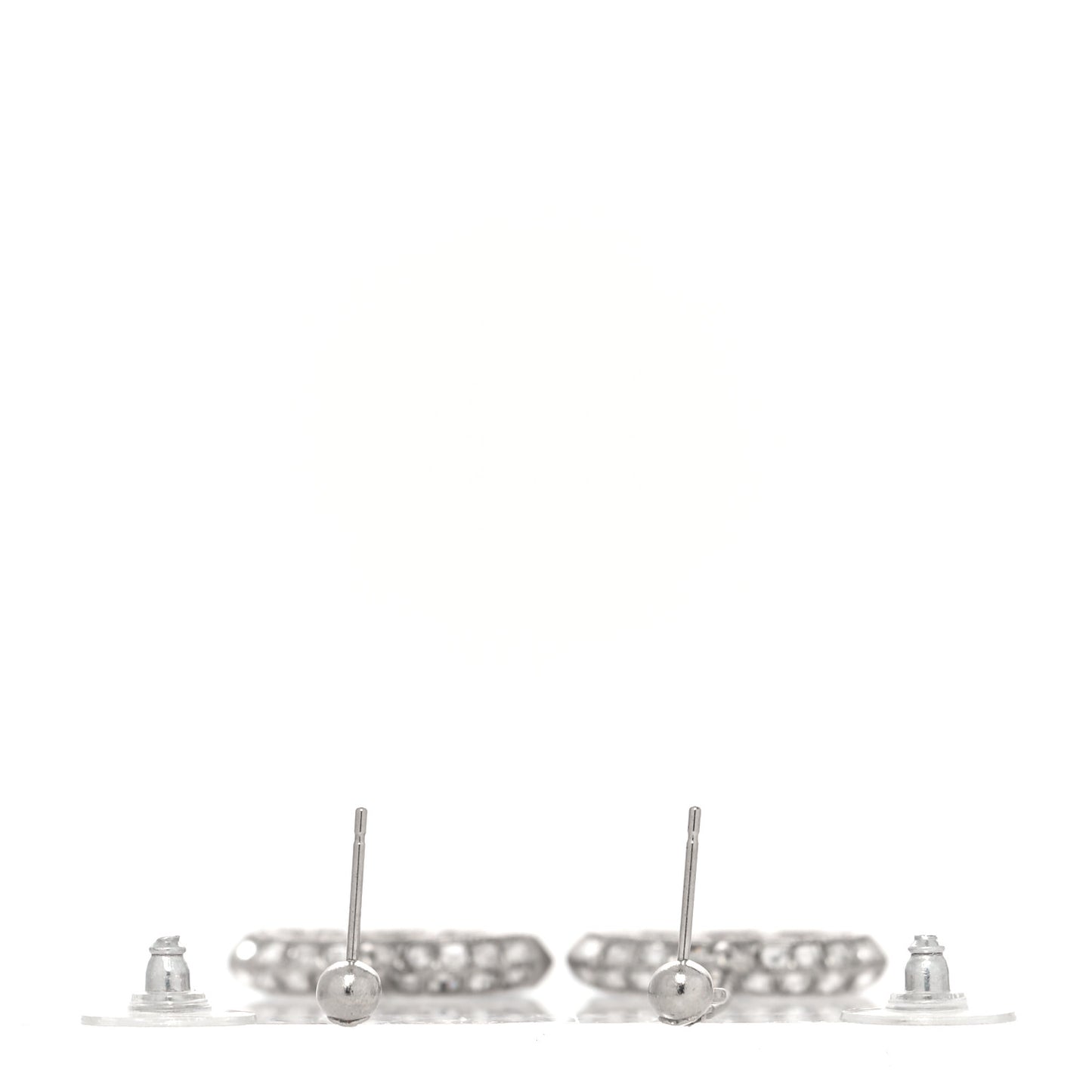 Baguette Crystal CC Drop Earrings Silver