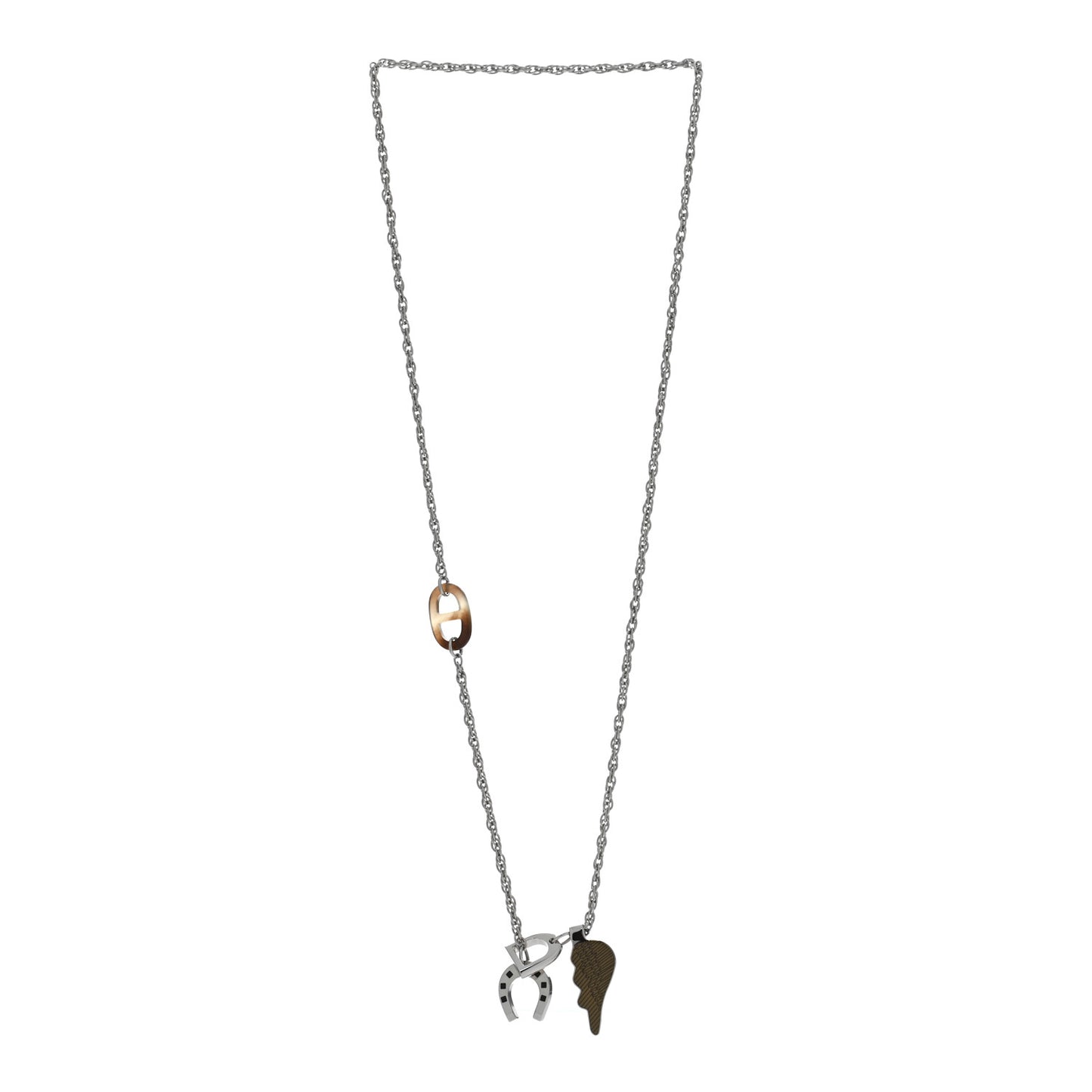 Palladium Buffalo Horn Lacquered Bon Voyage Necklace Black Dore