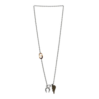 Hermes Palladium Buffalo Horn Lacquered Bon Voyage Necklace Black Dore 3 of 5