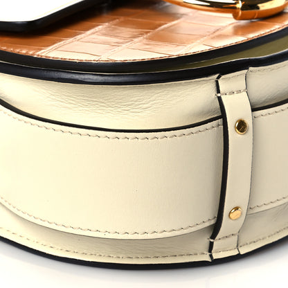 Chloe Calfskin Crocodile Embossed Small Tess Bag White Beige 9 of 10