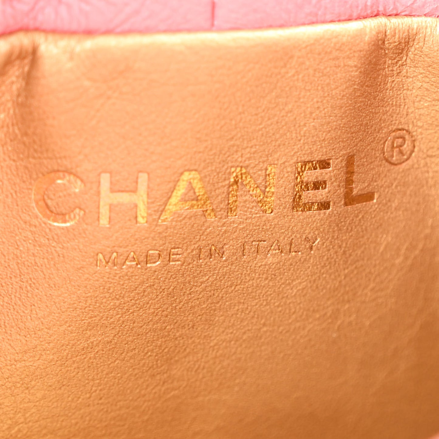 Lambskin Quilted Pearl Crush Drawstring Bag Pink