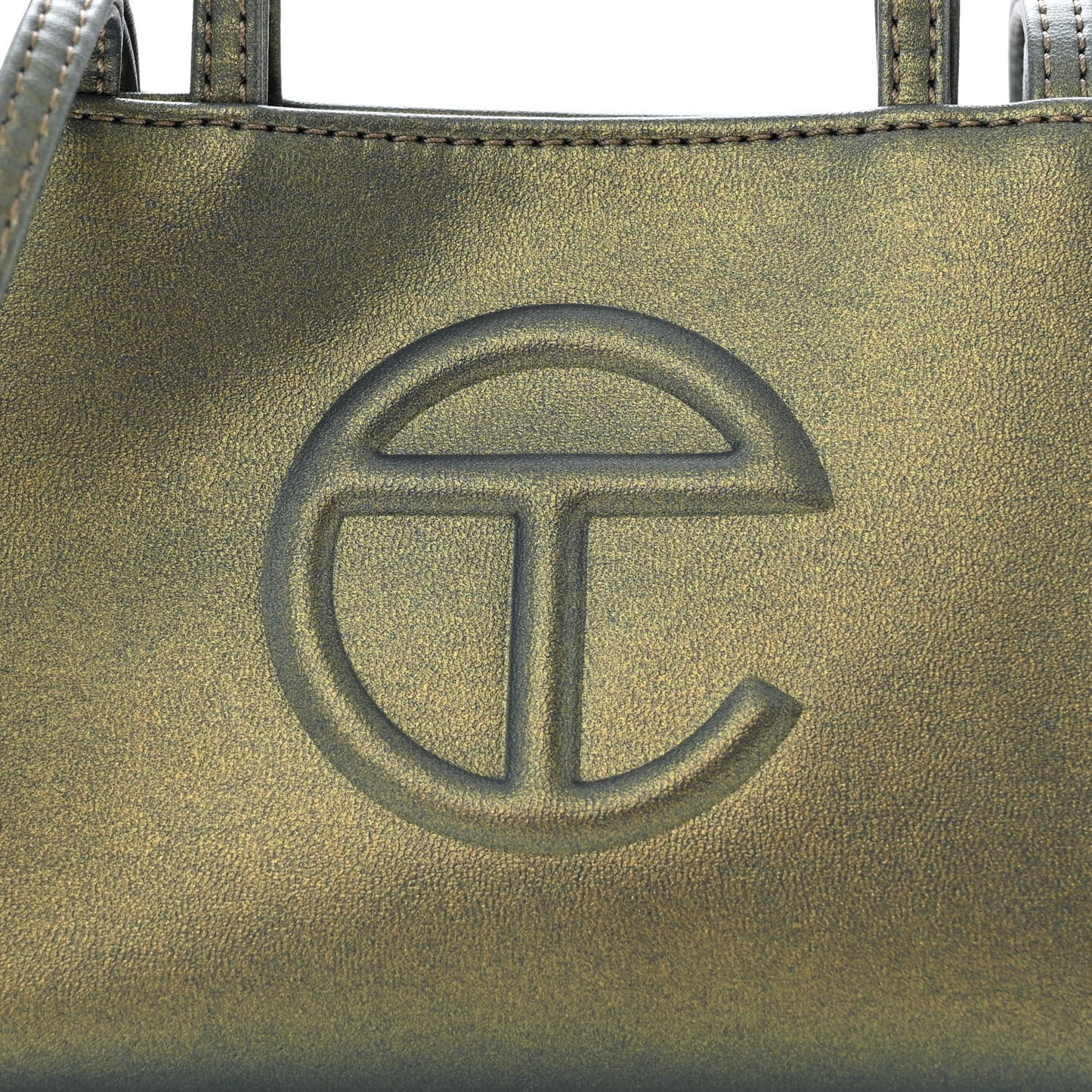 Metallic Vegan Leather Small Shopping Bag Acid