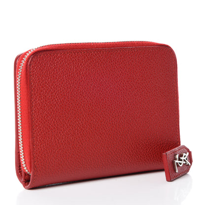 Saint Laurent Grained Calfskin Rive Gauche Compact Zip Around Wallet Red 3 of 10