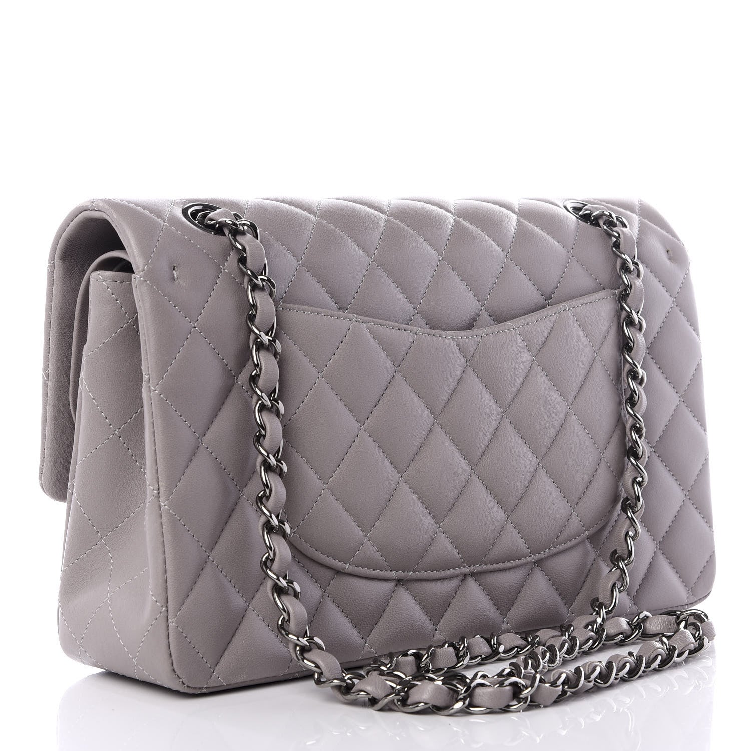 Chanel Lambskin Quilted Medium Double Flap Grey 2 of 9