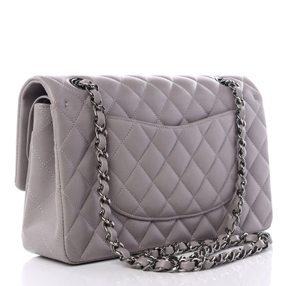 Chanel Lambskin Quilted Medium Double Flap Grey 2 of 9