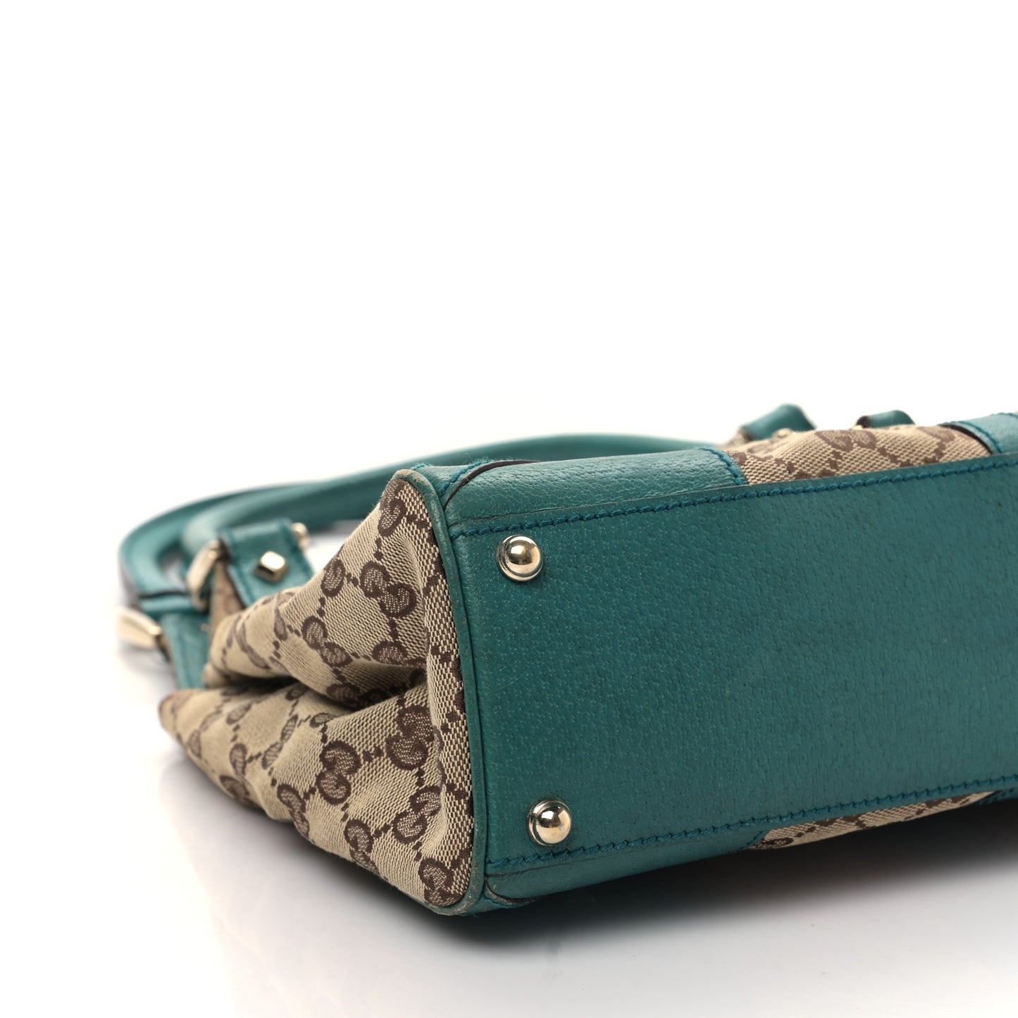 Monogram Calfskin Large Bardot Shoulder Bag Turquoise