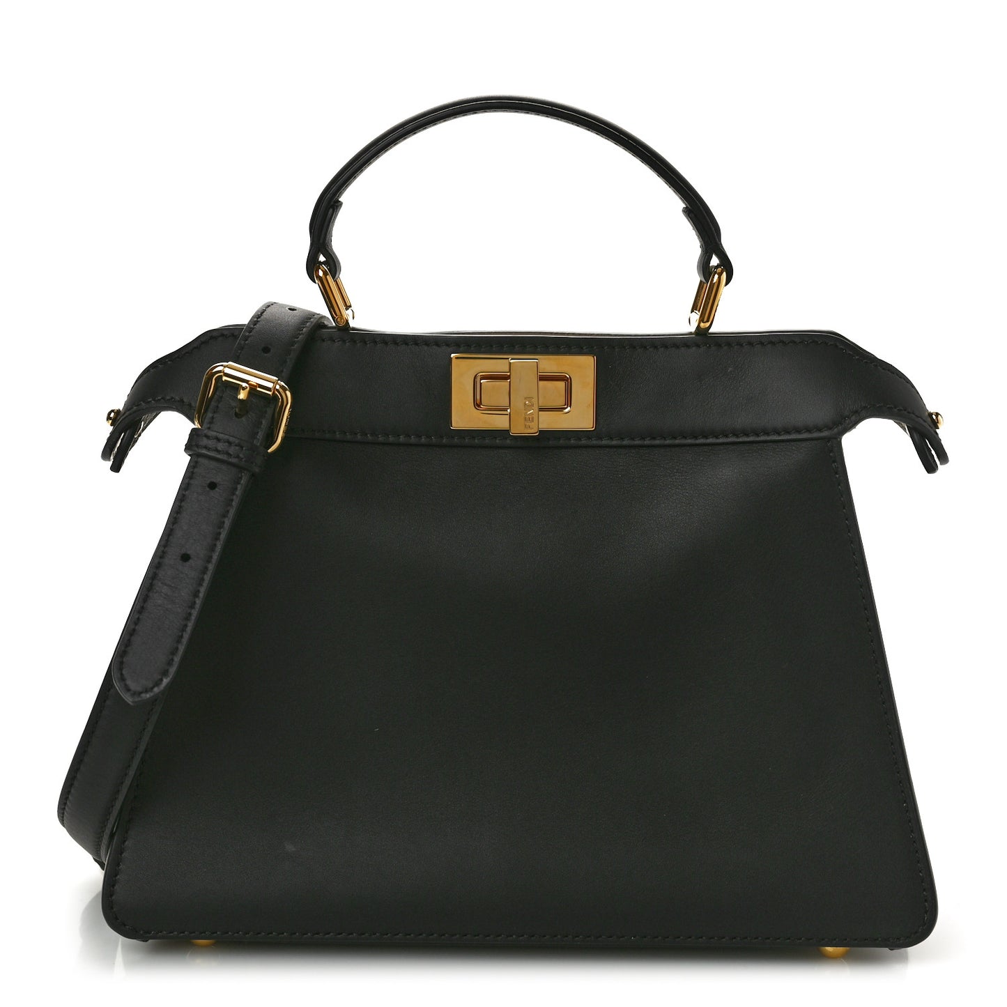 Vitello Seta Nappa Bi-Color Small Peekaboo I SEE U Satchel Black Light Rose Tortora