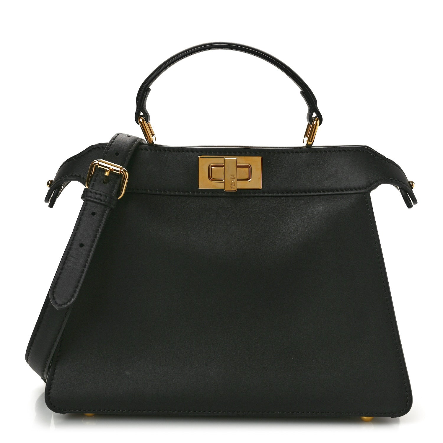 Fendi Vitello Seta Nappa Bi-Color Small Peekaboo I SEE U Satchel Black Light Rose Tortora 1 of 9