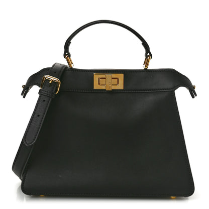 Fendi Vitello Seta Nappa Bi-Color Small Peekaboo I SEE U Satchel Black Light Rose Tortora 1 of 9