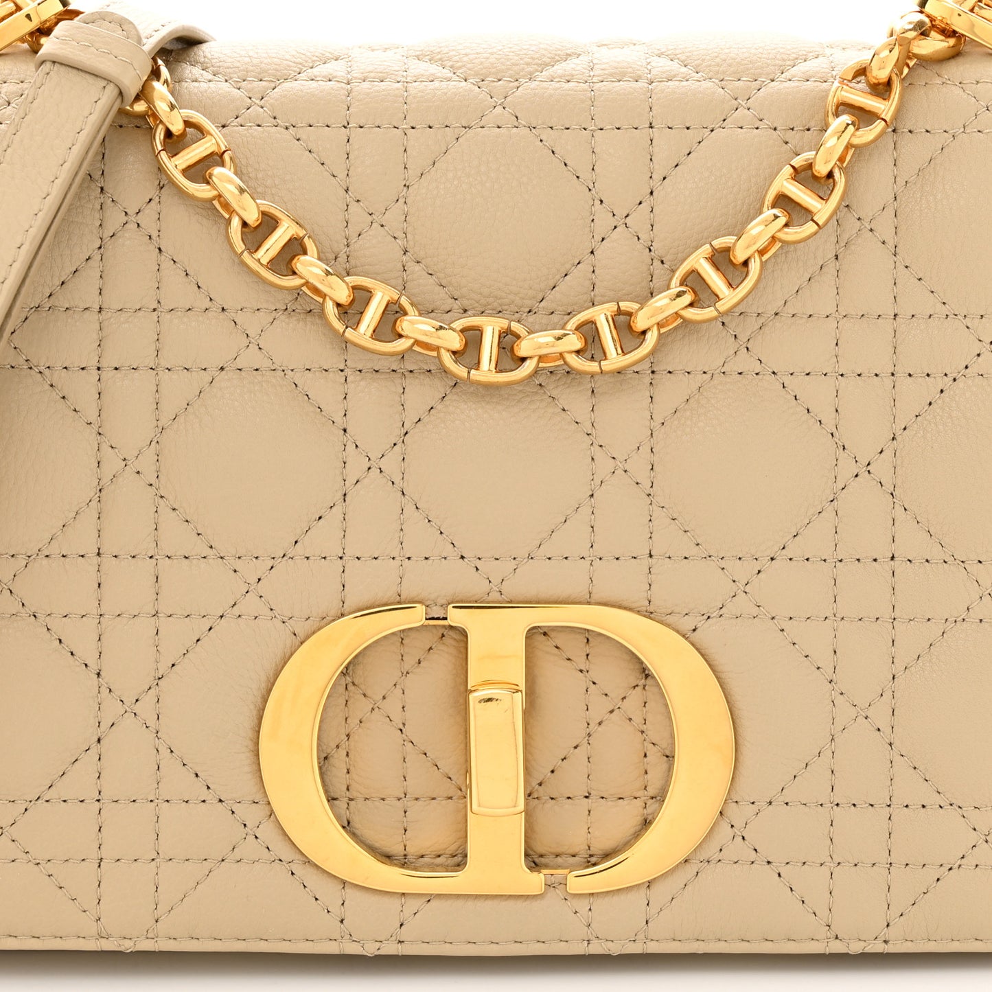 Supple Calfskin Cannage Medium Caro Bag Beige
