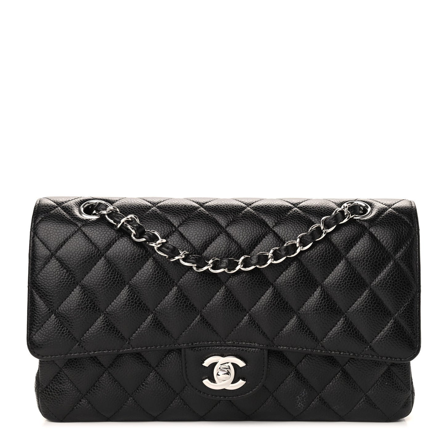 Caviar Quilted Medium Double Flap Black