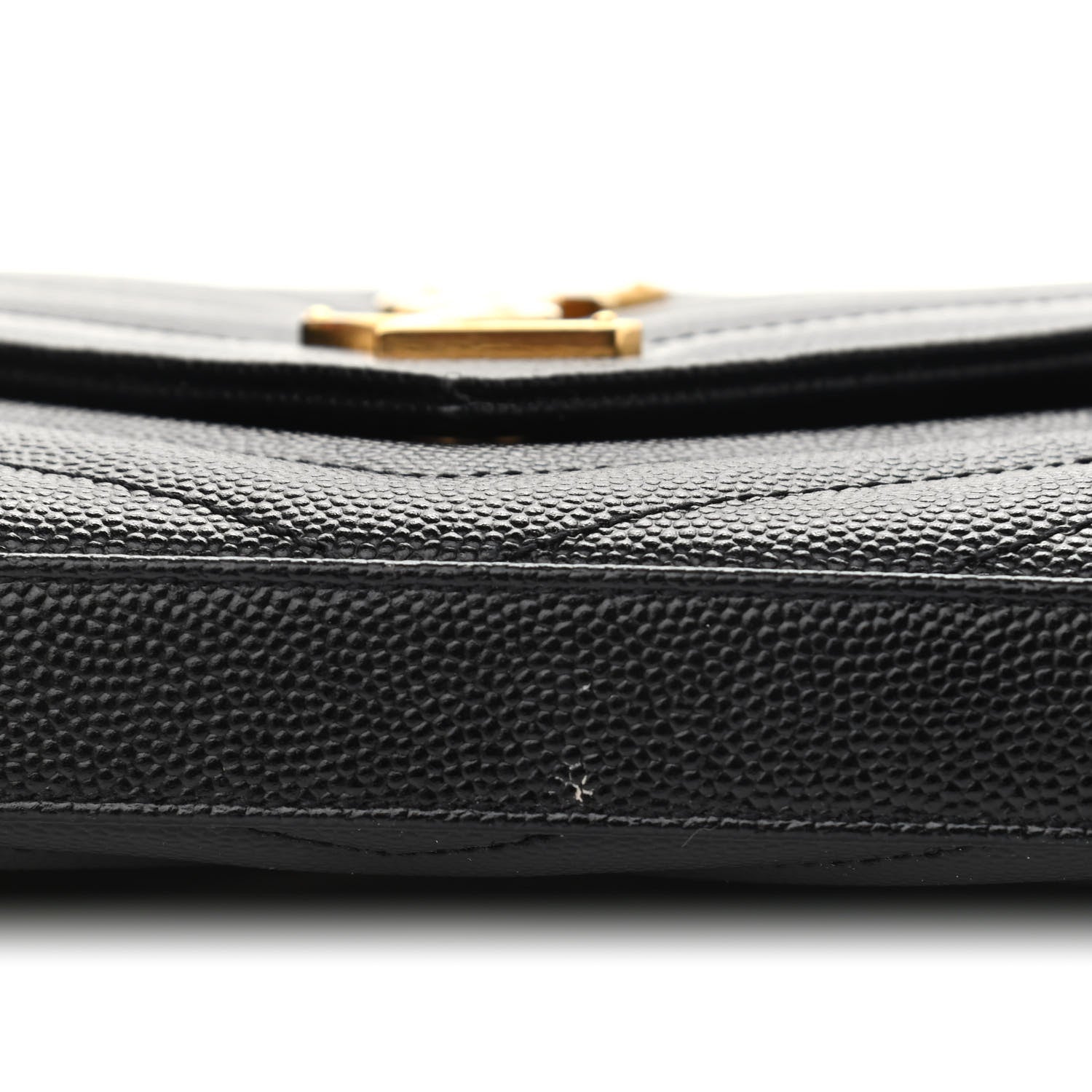 Saint Laurent Grain De Poudre Matelasse Chevron Monogram Chain Wallet Black 10 of 10
